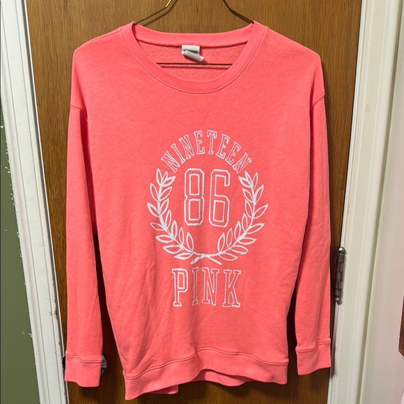 PINK Victoria's Secret Sweaters - PINK Victoria's Secret Pink Crew Neck Sweater with Graphic Design